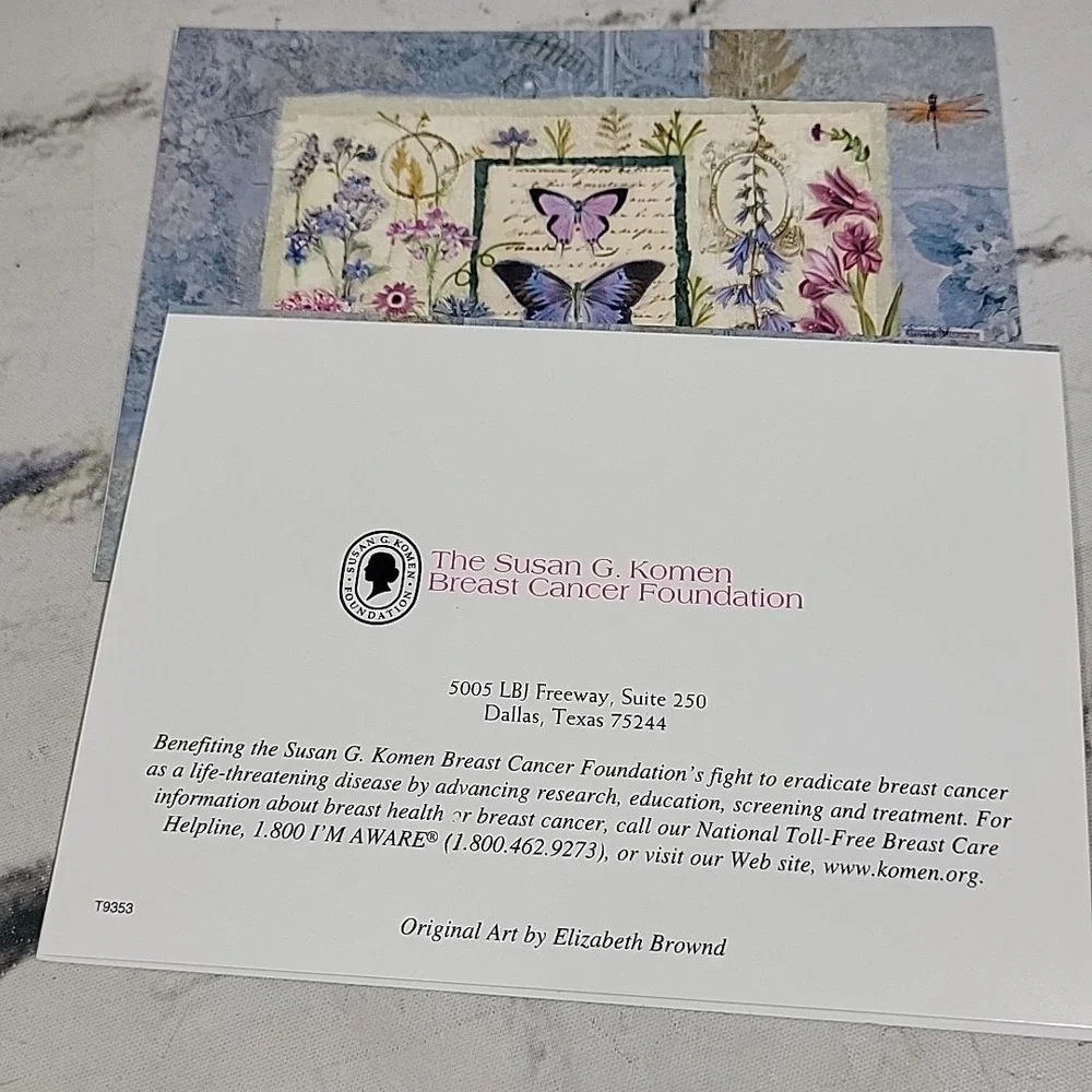 New Greeting Cards Notecards Lot Of 10 In 5 Styles Blank Susan G Komen Floral